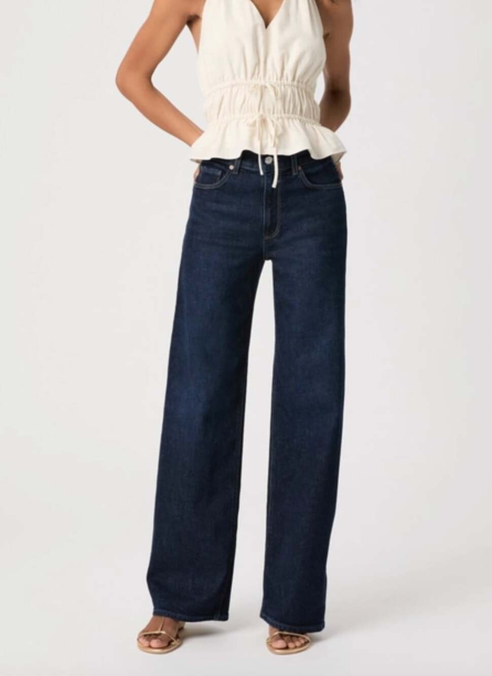 Paige Sasha Wide Leg Jean Dark Wash Size 26 Tall - 34.5 Inseam
